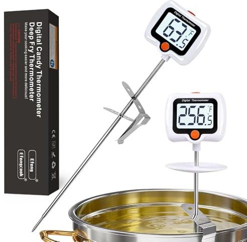 Candy Thermometer for Candy Making with Pot Clip,Best Instant Read Thermometer Digital for Cooking, Baking, Candy and Cheese Making – 10 Inch Probe, Large Rotating LCD Display, Essential Baking Tool