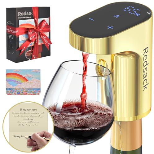 5-in-1 Electric Wine Decanter with Aerator,Smart Liquor Dispenser Adjustable 1‑999ml Dosing, Whiskey Pourer,Automatic Liquor Bottle Pump,Birthday &Mother's Day Gifts for Her/Him/Women/Men(Gold)