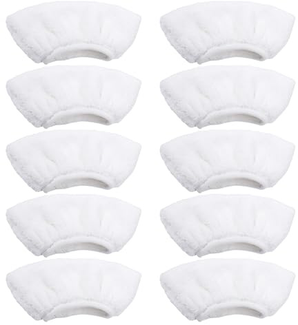 SLEEKEE 10-Teilige Mikrofasertuchbezüge, Dampfreiniger-Zubehör, Mopp-Schleiftuchbezüge, Lappen-Ersatzzubehör (Weiß)