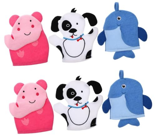 minkissy 2 Sets Badehandschuh Baby Kinder Waschhandschuh Lustiger Luffa-badeschwamm Für Säuglinge Kleinkinder Kinder Bequem Und Einfach Zu Halten 3 Stück * 2