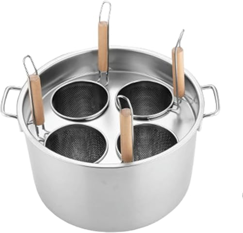 WQZStar Nudelkocher-Einsatz-Set mit 3/4/5 Löchern, Edelstahl-Nudeltopf und Siebkorb-Einsatz, Kochgeschirr für Zuhause, Küche, Restaurant, gewerbliches Kochwerkzeug, 4 Löcher (4 Löcher)