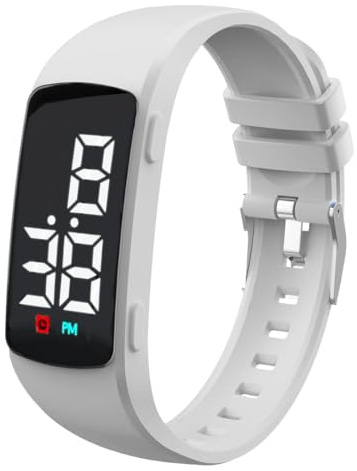 e-vibra Montre d'apprentissage de la propreté – Bracelet d'alarme vibrant silencieux – Montre de rappel médicale résistante à l'eau – avec minuterie et 15 alarmes quotidiennes, blanc, Moderne