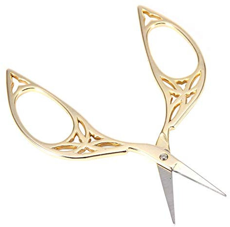Stickschere, Bastelschere, Kreatives Blatt-Design, Vintage-Schere, Edelstahl, Haushalts-Nadelschere, Vintage-Schere für Stickerei, Nähen, Crewel, DIY-Handwerk (GOLD)