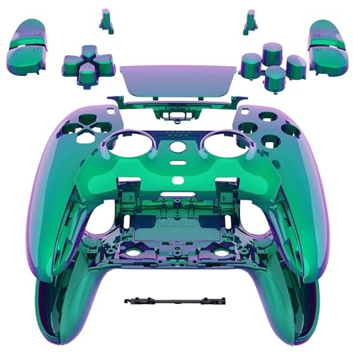 eXtremeRate Full Set Housing Shell Button Touchpad PS5 Edge Controller Chameleon Green Purple Replacement Decorative Trim Shell Front Back Plate for PS5 Edge Controller