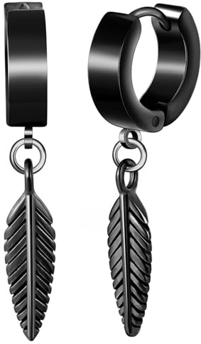 Yumilok kreoler örhängen rostfritt stål herr fjäder örhängen fällbara creoler dam örhängen rostfritt stål herr unisex Huggie öronbrosk piercing, Rostfritt stål