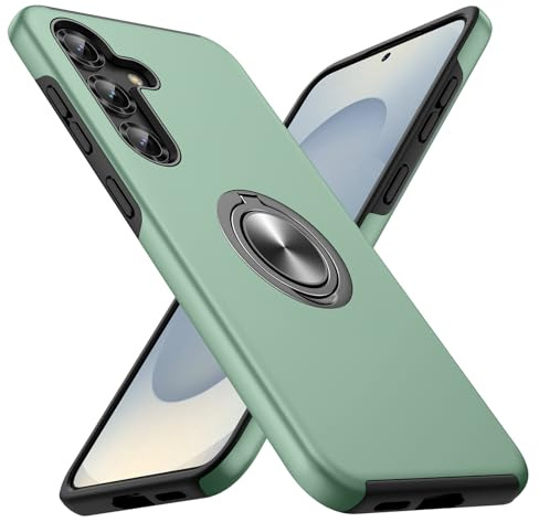 Doeshine Hülle für Samsung Galaxy S25, Militärschutz Kameraschutz Stoßfest Samsung S25 Hülle mit 360° Magnetischer Drehbarer Ständer Kickstand Schutzhülle Handyhülle für Samsung S25, Hellgrün