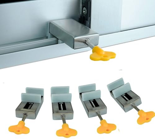 RG-M1® Confezione da 4 chiusure per finestre scorrevoli | serratura di sicurezza dei bambini e rinforzo per finestre e porte scorrevoli | design resistente e facile installazione (4 pezzi)