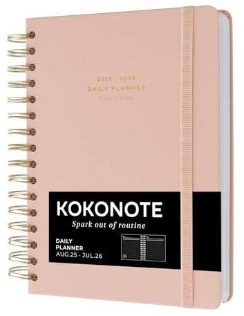 Kokonote Schülerkalender 2025/2026 Kalender 2026 Buchkalender A5 Glossy Pink - Studienplaner Schulplaner Tagesplaner Terminplaner 2025 2026 A5 Ringbuch - Geschenke Schulsachen Aesthetic Rosa