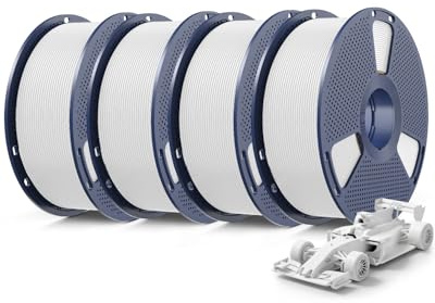 SUNLU Pack 4KG Filament Rapide PLA Plus 2.0, Filament PLA+ Haute Vitesse 30-600mm/s pour Imprimante 3D 1.75mm ±0.02 mm, Bobine Réutilisable 1kg, 4 Bobines au Total (4x Blanc)