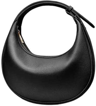 Borsa a tracolla Piccola Mezzaluna Borse a Spalla Donne Borse Ascelle Trendy Hoboes Pochette Con Tracolla Regolabile In Pelle PU Borsa A Tracolla, Nero , One Size