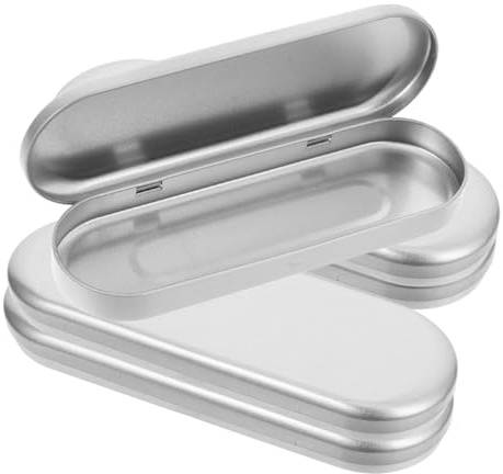 TOGEVAL 5 Stück Stilvolle Blech Aufbewahrungsbox für Stifte Teiliges und Tragbar Minimalistisches Design mit Leicht Öffnendem Deckel für Schule und Büro