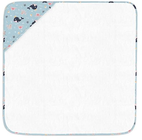 Hooded Towel 75 x 75cm Light Blue 0M+ Tiny to Tots Naturally Hypoallergenic 100% Absorbent Cotton Terry Machine Washable Baby Bath Beach Swimming Towel for Children
