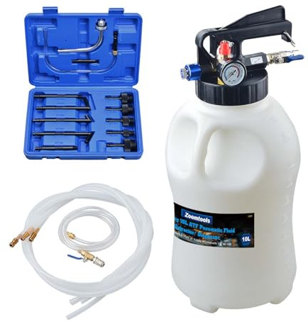 Zoomtools 10L Bomba de Transferencia de Fluido de Transmisión Neumática, Bomba de Llenado de Aceite de Caja de Cambios con 13 Adaptadores ATF