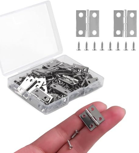 60 Pcs 18 x 15mm Mini Iron Butt Hinges, 270° Folding Flush Mount Hinges | Silver Craft Hinges for Jewellery Boxes , Picture Frames, Dollhouse Furniture & Woodcraft DIY Projects