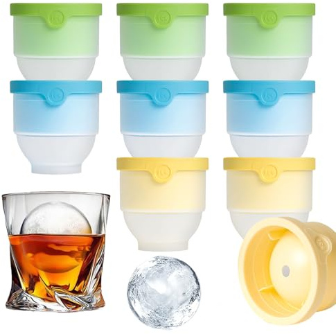 9 Große Eiswürfelform Silikon, 6CM XXL Runde Eiskugelform mit Deckel, BPA-Frei & Wiederverwendbar, Ice Ball Maker Ice Cube Tray für Runde Eiswürfel, Eiskugelformer für Whisky Cocktails Wein Getränke