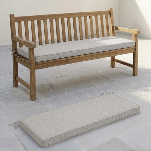 Aocase 5cm Dicke Bankkissen aus Leinen Bankauflage 105x35cm Sitzkissen Bank mit Rutschfester Unterseite und Paspel, Sitzbank Kissen für Sitzauflage Sitzpolster,Beige-Grau