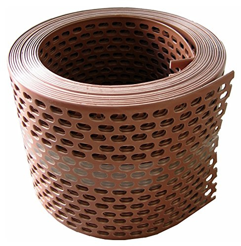 Premium Traufgitter & Vogelschutzgitter aus Hart-PVC – UV-stabilisiert & Witterungsbeständig – Lüftungsband für Dach-Traufe & Fassade – Schutz vor Vögeln & Laub - 100 mm ziegelrot/Rolle a 5 lfm