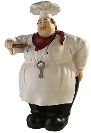 Casablanca - Spardose “Luigi - der Koch” aus Poly - handbemalt - abschließbar mit Schloss und Schlüssel - Höhe 31 cm