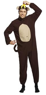 HENBRANDT Monkey Adult Fancy Dress Costume - Hilarious Unisex Animal Onesie Outfit for Parties, Festivals, Stag Nights, Halloween & Comedy Events - One Size Fits Most