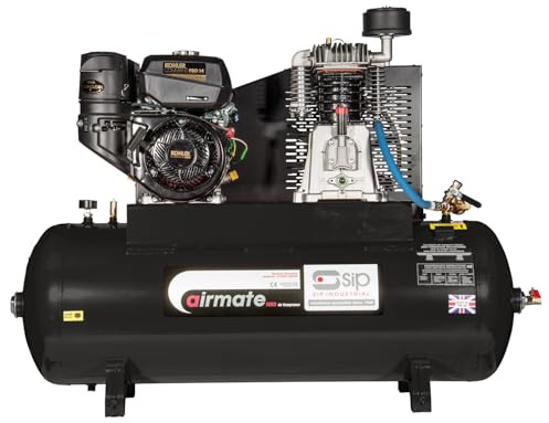 SIP Airmate ISKP7/150 Industrial Petrol Belt-Driven Air Compressor, Kohler® 7hp 207cc Engine, 150L, 150psi / 10.3 Bar 16CFM
