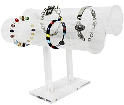 Helt enkelt smyckesställ klockställ med 2 rullar för klockor armband smycke akryl transparent