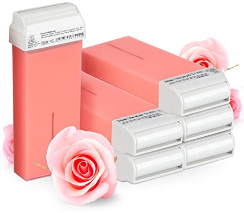 Kosmetex Rosa Wachspatronen Haarentfernung, Roll On Wax Roller, Warmwachspatronen, 6x 100ml