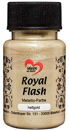 ideen mit herz Colore acrilico metallico Royal Flash con riflessi metallici e particelle glitterati fini | Vernice brillante metallizzata per gagliette | 50 ml (oro chiaro)