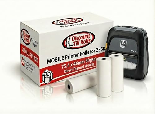 Zebra IMZ320 direkte Thermo-Papierrollen (20 Rollen pro Box), 75,4 mm x 46 mm x 17 mm, durchgehend (Breite x Länge) 80 g/m², (nicht die Etiketten) weiß