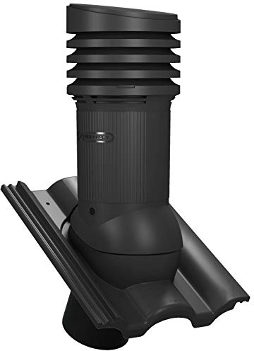 Parotec Frånluftshuv - Ventilation Skorsten - Tak Skorsten - Takventil - DN150 för Braas - Taunus takpannor avluftning Takventilation (RAL 9005 - svart)