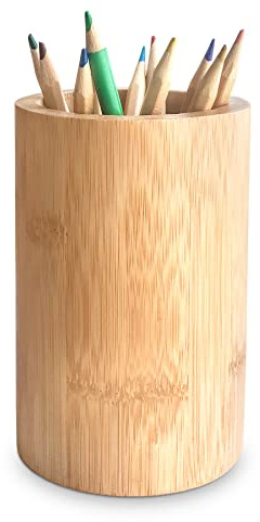 Sophie & Panda Bamboo Pen & Toothbrush Holder - Versatile Cylinder Storage Organizer - Chopstick & Makeup Brush Holder - Utensil Caddy (Pack of 1)