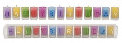 G.W. Geburtstags Kerzen Ambiente - 13er Set Teelichter im Glas, Aufschrift Happy Birthday,Geburtstags Kerze, toll jür jeden Kindergeburtstag