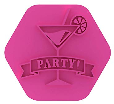 LissieLou Cocktail Party Cookie Stamp Hen Bridal Bachelorette Party Theme Icing Fondant Embosser - Light Pink