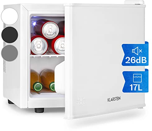 KLARSTEIN Nevera Pequeña Portatil Eléctrica, Mini Nevera Silenciosa, Caravana, Frigorificos Pequeños 3 Niveles Frío, Minibar 0-15°C, 17 l.