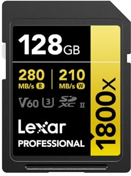 Lexar 128GB Professional 1800x UHS-II SDXC Memory Card (Gold Series)