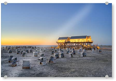 artboxONE Acrylglasbild 120x80 cm Natur Blaue Stunde in Sankt Peter-Ording - Bild Sankt Peter-ording eiderstedt Meer