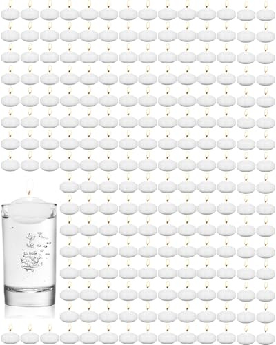 Qunclay 100 Pieces 1.65 Inch Floating Candles Unscented Dripless Tealight Candles Home Decorations Cute Elegant Candle Centerpieces at Wedding for Vases Party Accessories