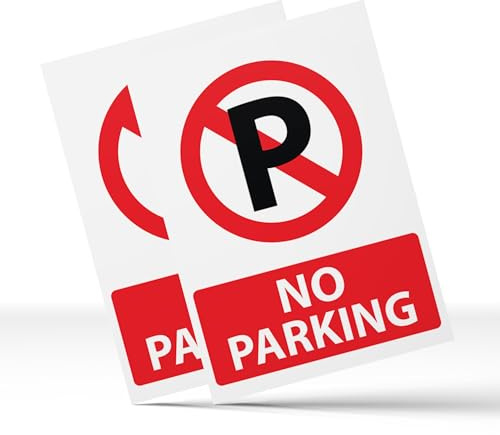 RDLCAR No Parking Sign - 1mm Rigid PVC - Highly Visible Caution Mark for Restricted Parking Areas - Clear and Bold Warning Message - 300mm x 400mm Portrait - Easy to Install, 2-Pack