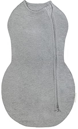 happiest baby Sleepea Comforter Pucksack 5-Sekunden-Wickeltuch, 100% Bio-Baumwolle, von Ärzten entworfen fördert gesunde Hüftentwicklung (Grau, Medium)