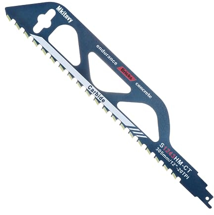 Mkitnvy Hojas de Sierra Sable, 305mm Sierra de Sable de Metal Duro, Accesorios Sierra de Sable para Hormigón Poroso Ladrillo Placa de Cemento (S1243HM)