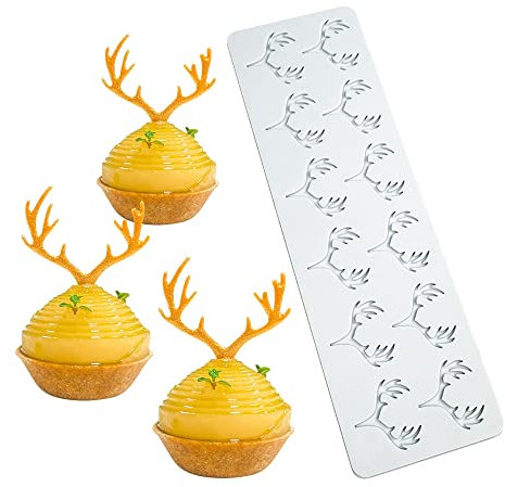 Hollow Leaf Silicone Mold Chocolate Candy 3D Hollow Leaf Candy Mold Food Cooking Meals Decorations Fondant Mold Polymer Clay Molds (Deer Horn K_10.32x3.12x0.12inch)