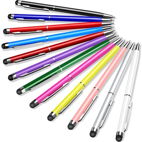 Stylo stylet 12 couleurs mixtes 2 en 1 stylet tactile pour tablette iPhone, iPad, Android Phone et tous les appareils à écran tactile