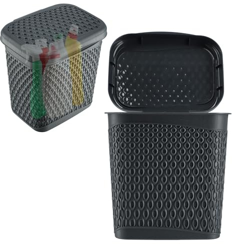 KADAX Aufbewahrungsbehälter für Waschmittel, Waschmittelbehälter mit Deckel, Aufbewahrungseimer für Reinigungsmittel, Waschpulver Plastik Behälter (Schwarz)