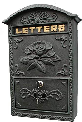 Boîte aux Lettres Murale Boîte aux Lettres E-Mail Boîte aux Lettres en Fer forgé Artisanat européen en Fonte Boîte aux Lettres Murale Vert foncé (Taille : 1)