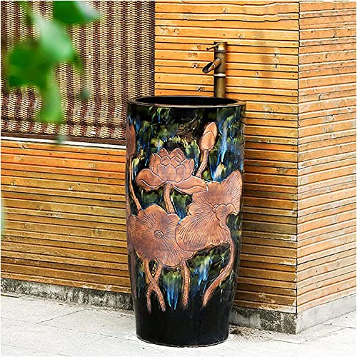 Waschtischunterschrank mit Waschbecken, Badezimmerwaschbecken mit komplettem Sockel, Standwaschbecken, freistehendes Waschbecken, Waschtischunterschrank, leicht zu reinigendes Hand