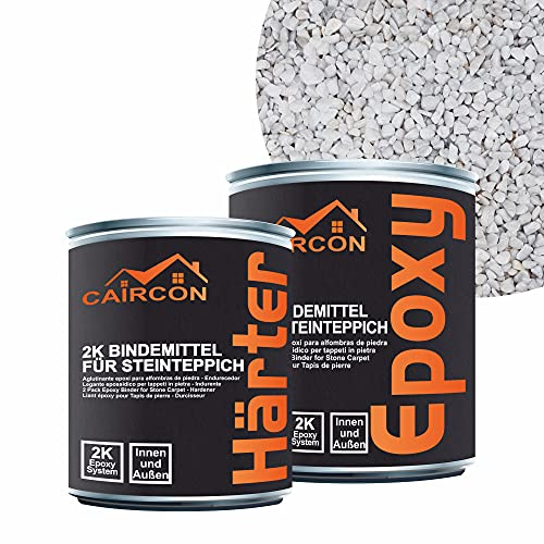 Steinteppich Set Epoxidharz Bindemittel Marmorkies 25Kg Weiß - Bianco Carrara 4-8mm