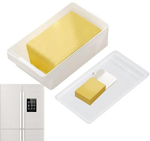 Hamil Butter Box Dish with Lid, Cream Keeper Container with Cutter, Keep Butter Fresh Butter Keeper Tray for Counter Top Refrigerator, Easy Scoop Good Kitchen