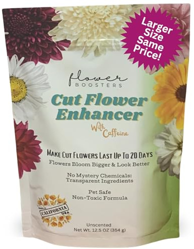 Flower Boosters Fresh Cut Flower Food – Longer-Lasting Blooms & Extended Vase Life – Flowers Last Up to 20 Days – 12.5 oz Value Size
