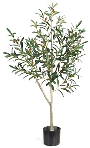 CVNIMV Künstliche Pflanzen, künstliche Pflanze, künstlicher Olivenbaum im Topf, künstliche Gründekoration mit biegsamen Zweigen für drinnen und draußen, Haus, Garten, Büro, künstlich