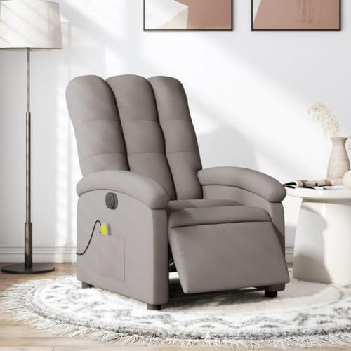 Homgoday Massagesessel Elektrisch Relaxsessel Fernsehsessel Ruhesessel mit Liegefunktion Liegesessel Polstersessel TV Sessel Verstellbare Rückenlehne, für Wohnzimmer Taupe Stoff