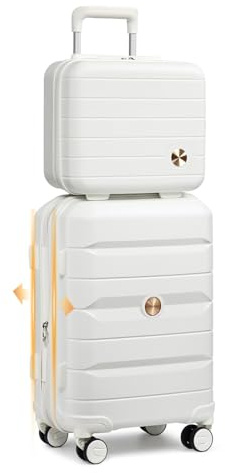 Sea choice Valise Cabine Extensible Rigide Légère en PP avec Vanity | Extensible 20%, Durable en Polypropylène Bagage,4 roulettes Silencieuses à 360°,Approuvé Serrure TSA, Poignée Télescopique